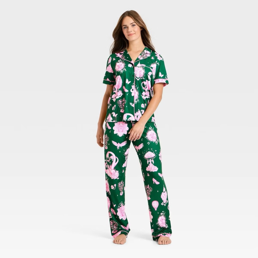 Wicked x Katie Kime Women's Graphic Pajama Set - Green
